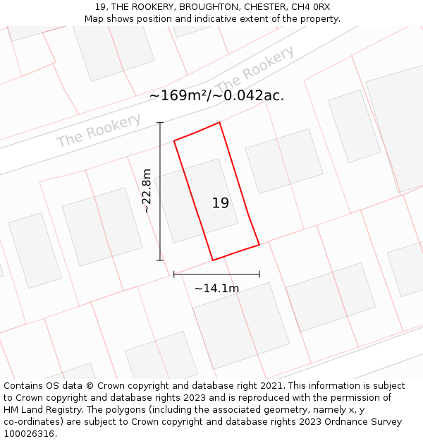 19, THE ROOKERY, BROUGHTON, CHESTER, CH4 0RX: Plot and title map