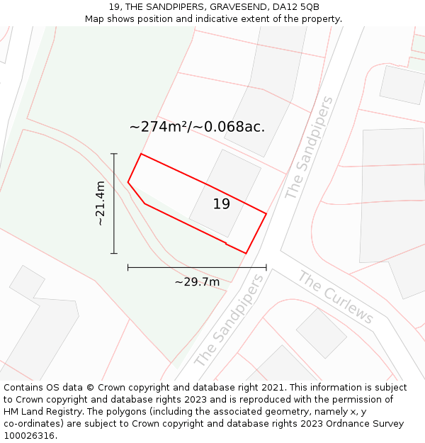 19, THE SANDPIPERS, GRAVESEND, DA12 5QB: Plot and title map