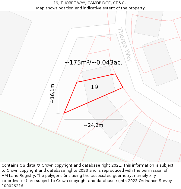 19, THORPE WAY, CAMBRIDGE, CB5 8UJ: Plot and title map