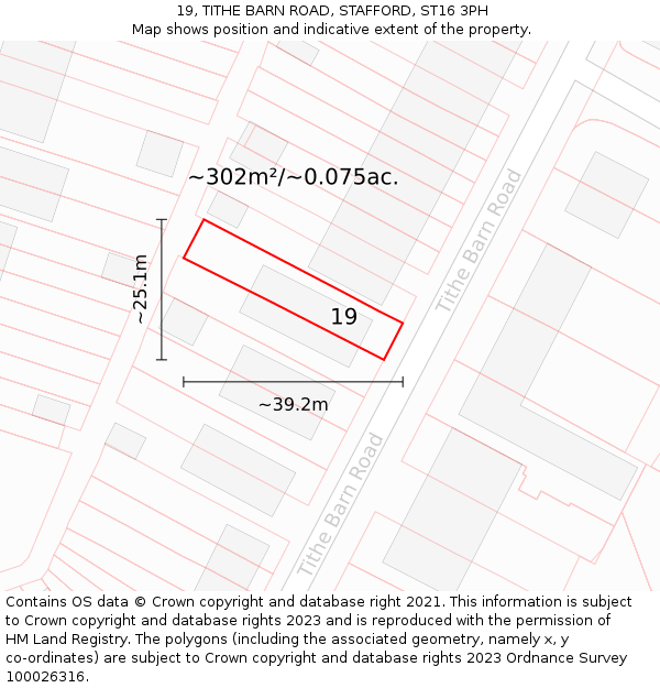 19, TITHE BARN ROAD, STAFFORD, ST16 3PH: Plot and title map