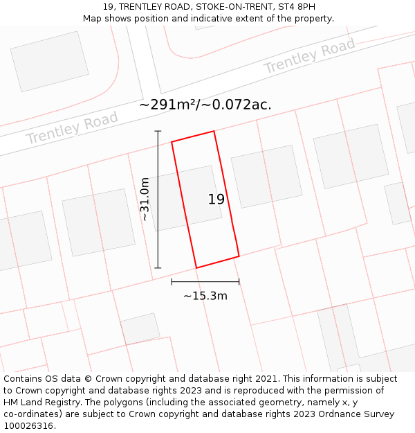 19, TRENTLEY ROAD, STOKE-ON-TRENT, ST4 8PH: Plot and title map
