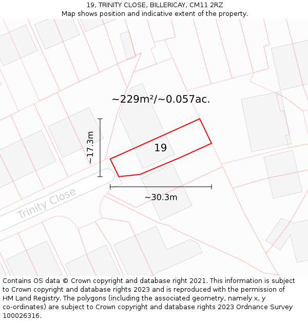 19, TRINITY CLOSE, BILLERICAY, CM11 2RZ: Plot and title map
