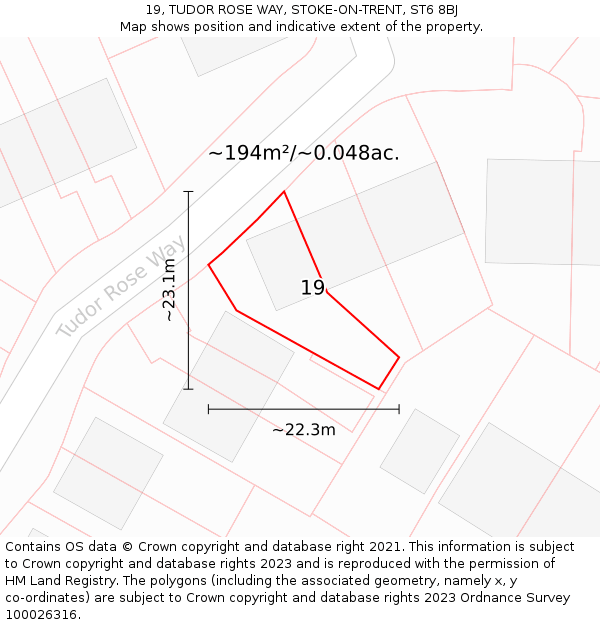 19, TUDOR ROSE WAY, STOKE-ON-TRENT, ST6 8BJ: Plot and title map