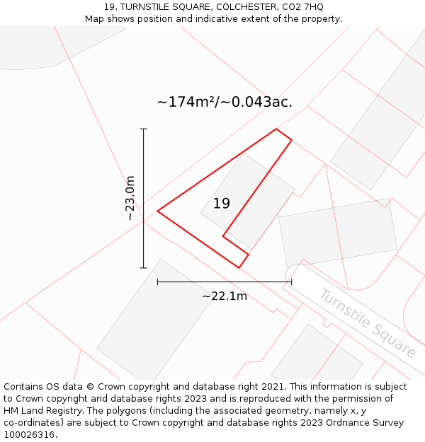 19, TURNSTILE SQUARE, COLCHESTER, CO2 7HQ: Plot and title map