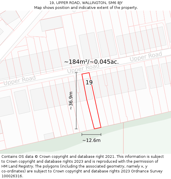 19, UPPER ROAD, WALLINGTON, SM6 8JY: Plot and title map