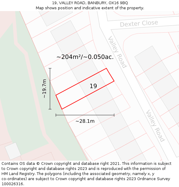 19, VALLEY ROAD, BANBURY, OX16 9BQ: Plot and title map