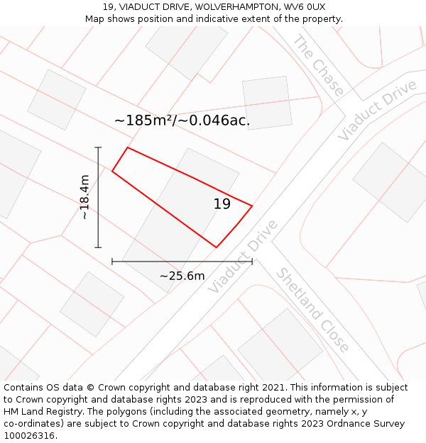 19, VIADUCT DRIVE, WOLVERHAMPTON, WV6 0UX: Plot and title map