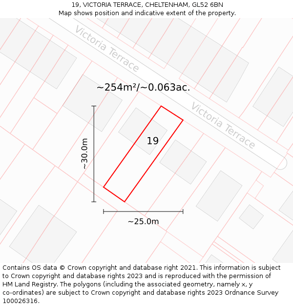 19, VICTORIA TERRACE, CHELTENHAM, GL52 6BN: Plot and title map