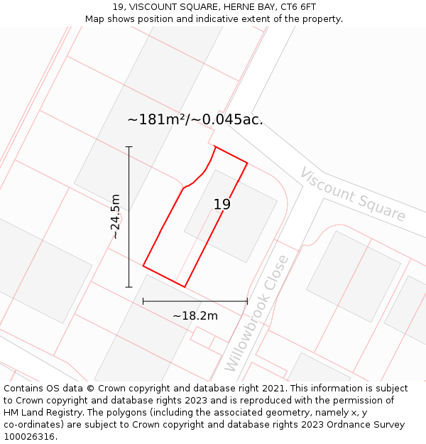 19, VISCOUNT SQUARE, HERNE BAY, CT6 6FT: Plot and title map