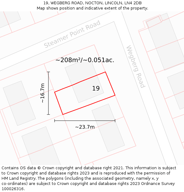 19, WEGBERG ROAD, NOCTON, LINCOLN, LN4 2DB: Plot and title map