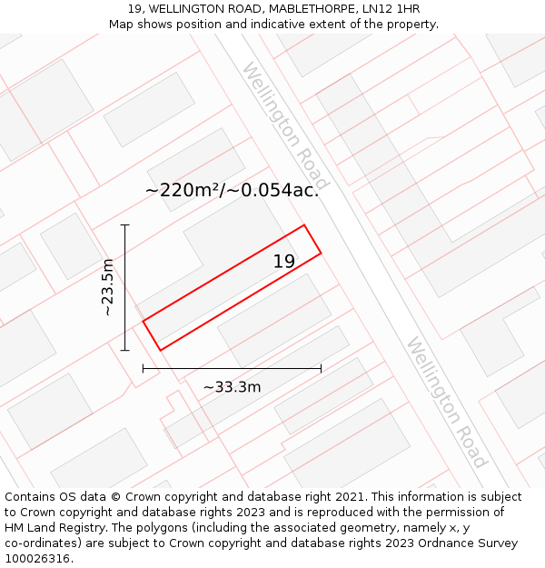 19, WELLINGTON ROAD, MABLETHORPE, LN12 1HR: Plot and title map
