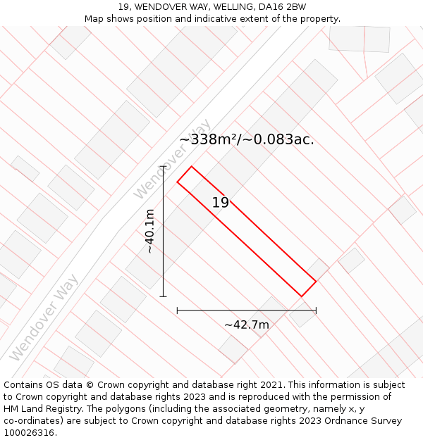 19, WENDOVER WAY, WELLING, DA16 2BW: Plot and title map
