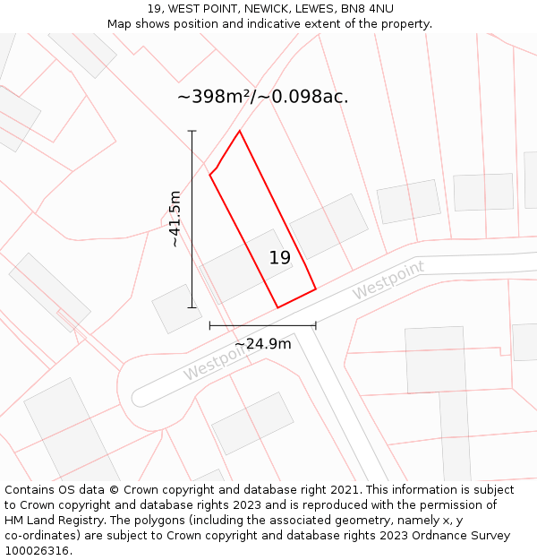 19, WEST POINT, NEWICK, LEWES, BN8 4NU: Plot and title map