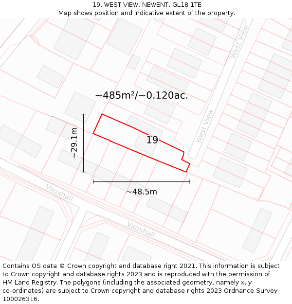 19, WEST VIEW, NEWENT, GL18 1TE: Plot and title map