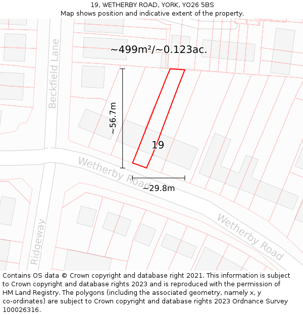 19, WETHERBY ROAD, YORK, YO26 5BS: Plot and title map