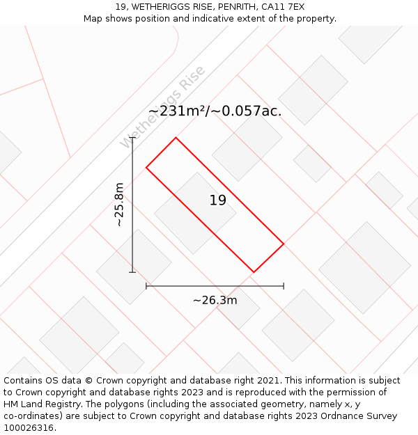 19, WETHERIGGS RISE, PENRITH, CA11 7EX: Plot and title map