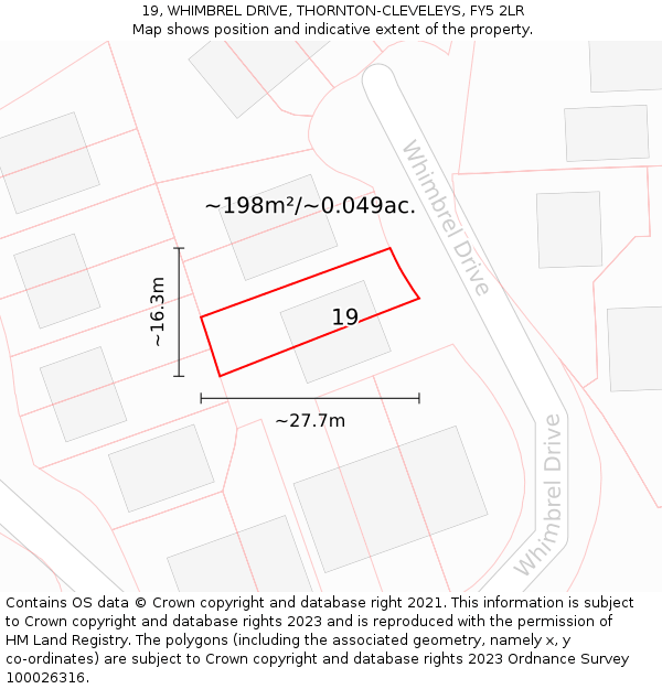 19, WHIMBREL DRIVE, THORNTON-CLEVELEYS, FY5 2LR: Plot and title map