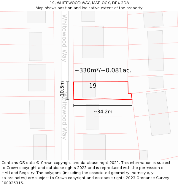 19, WHITEWOOD WAY, MATLOCK, DE4 3DA: Plot and title map