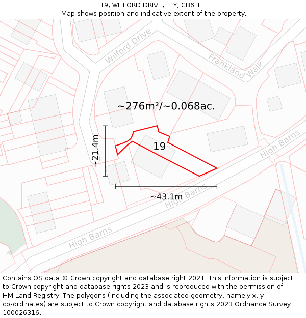 19, WILFORD DRIVE, ELY, CB6 1TL: Plot and title map
