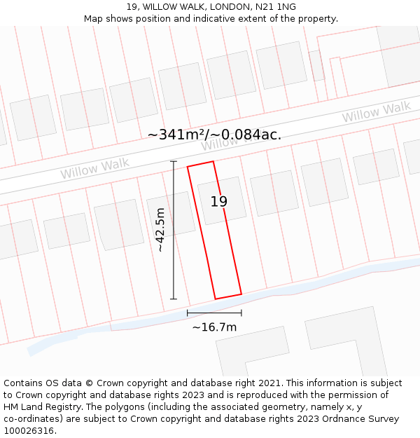 19, WILLOW WALK, LONDON, N21 1NG: Plot and title map