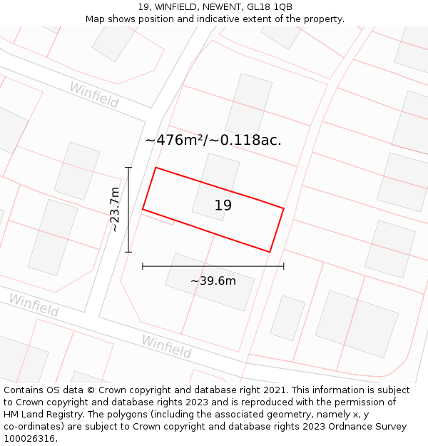19, WINFIELD, NEWENT, GL18 1QB: Plot and title map