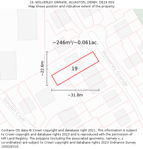 19, WOLVERLEY GRANGE, ALVASTON, DERBY, DE24 0SS: Plot and title map