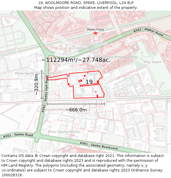 19, WOOLMOORE ROAD, SPEKE, LIVERPOOL, L24 9LP: Plot and title map
