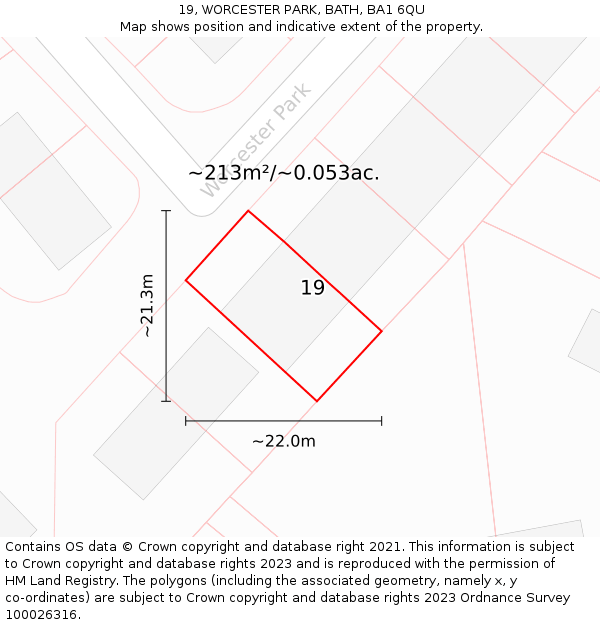19, WORCESTER PARK, BATH, BA1 6QU: Plot and title map