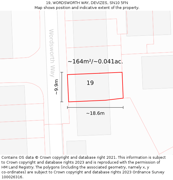 19, WORDSWORTH WAY, DEVIZES, SN10 5FN: Plot and title map