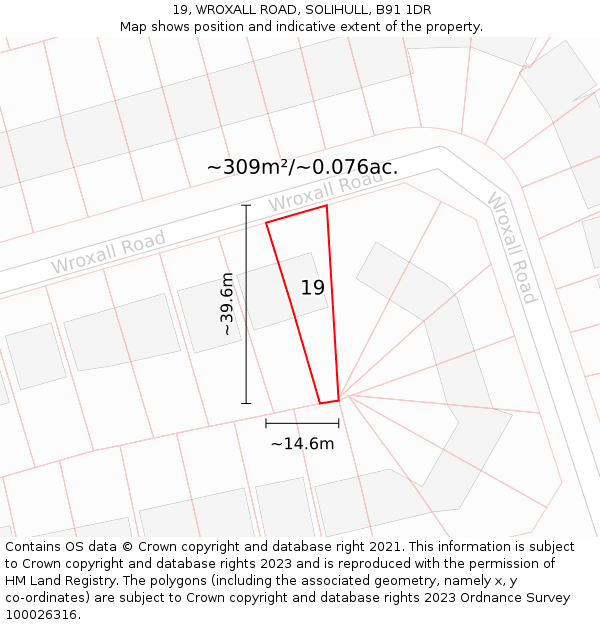19, WROXALL ROAD, SOLIHULL, B91 1DR: Plot and title map