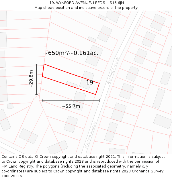 19, WYNFORD AVENUE, LEEDS, LS16 6JN: Plot and title map