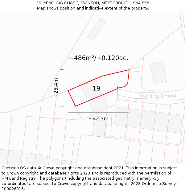 19, YEARLING CHASE, SWINTON, MEXBOROUGH, S64 8XA: Plot and title map