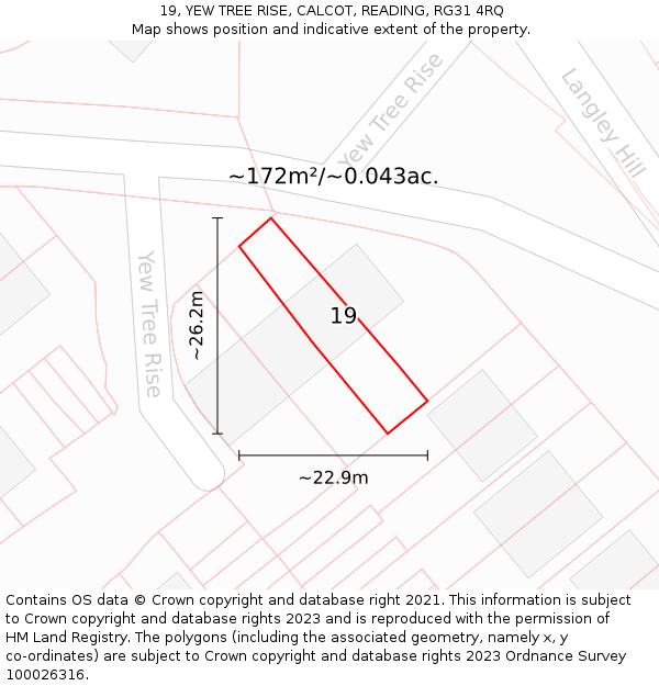 19, YEW TREE RISE, CALCOT, READING, RG31 4RQ: Plot and title map