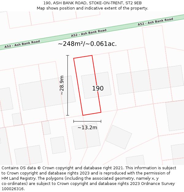 190, ASH BANK ROAD, STOKE-ON-TRENT, ST2 9EB: Plot and title map