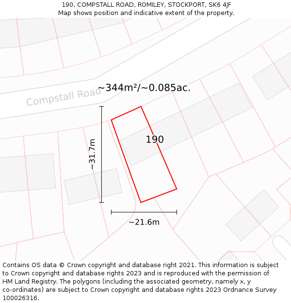 190, COMPSTALL ROAD, ROMILEY, STOCKPORT, SK6 4JF: Plot and title map