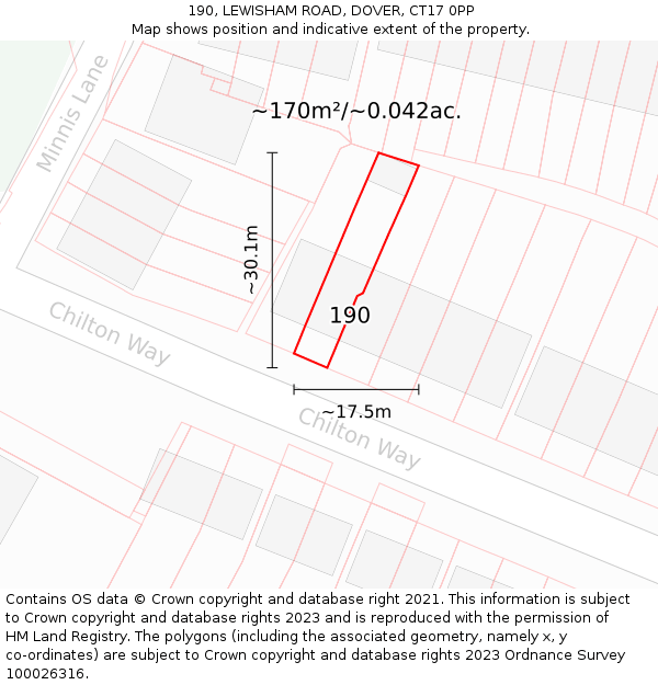 190, LEWISHAM ROAD, DOVER, CT17 0PP: Plot and title map
