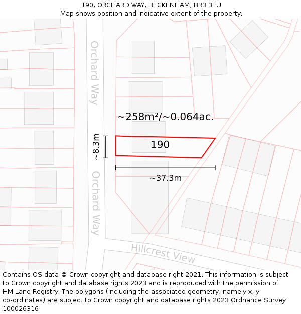 190, ORCHARD WAY, BECKENHAM, BR3 3EU: Plot and title map