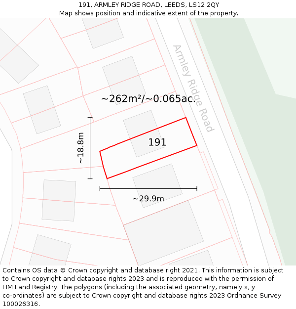 191, ARMLEY RIDGE ROAD, LEEDS, LS12 2QY: Plot and title map