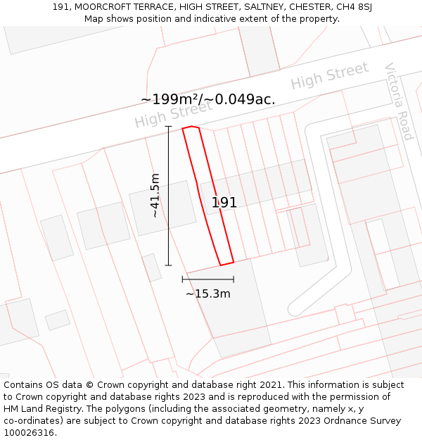 191, MOORCROFT TERRACE, HIGH STREET, SALTNEY, CHESTER, CH4 8SJ: Plot and title map