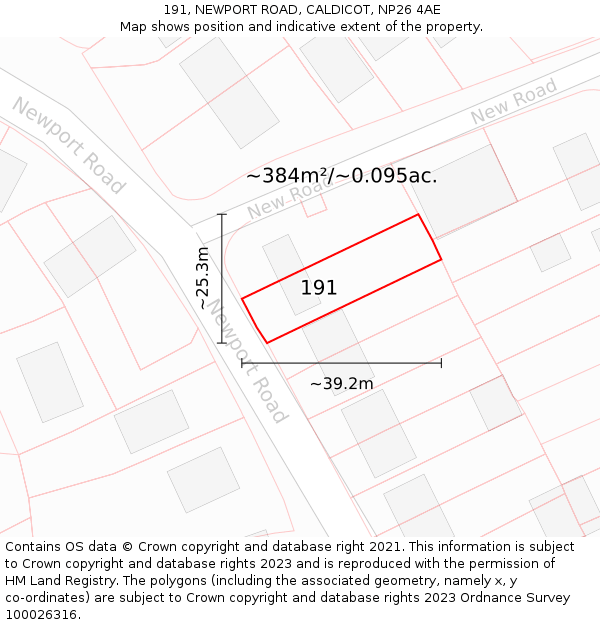 191, NEWPORT ROAD, CALDICOT, NP26 4AE: Plot and title map