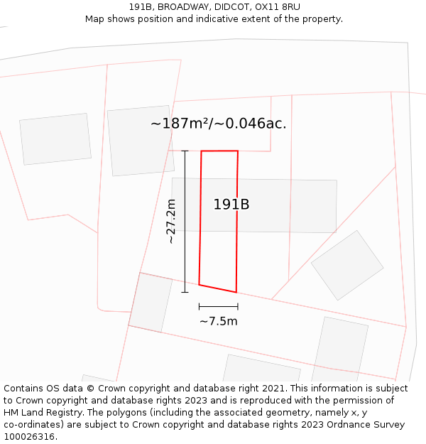 191B, BROADWAY, DIDCOT, OX11 8RU: Plot and title map