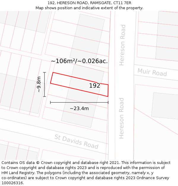 192, HERESON ROAD, RAMSGATE, CT11 7ER: Plot and title map