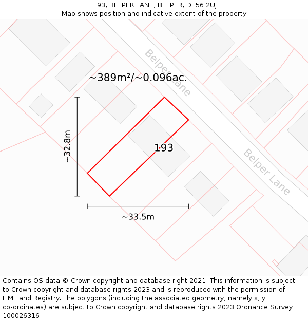 193, BELPER LANE, BELPER, DE56 2UJ: Plot and title map