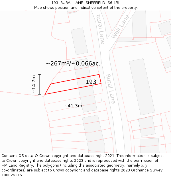 193, RURAL LANE, SHEFFIELD, S6 4BL: Plot and title map