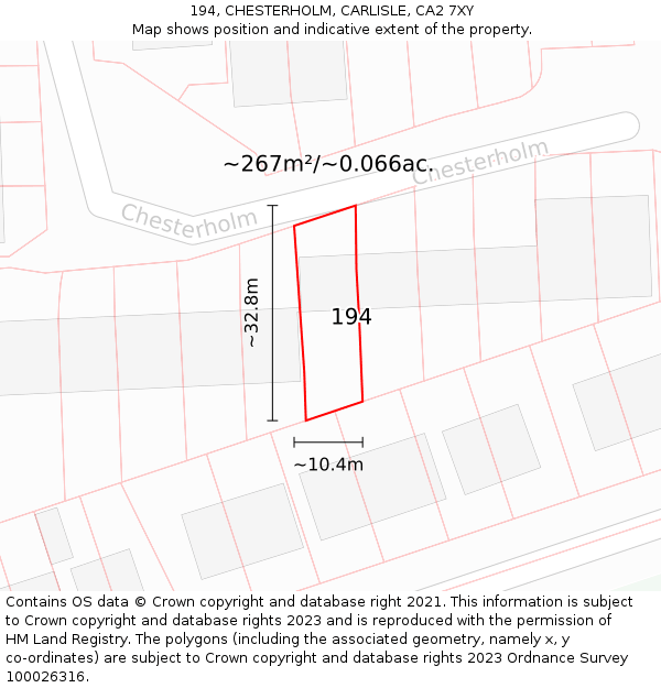 194, CHESTERHOLM, CARLISLE, CA2 7XY: Plot and title map