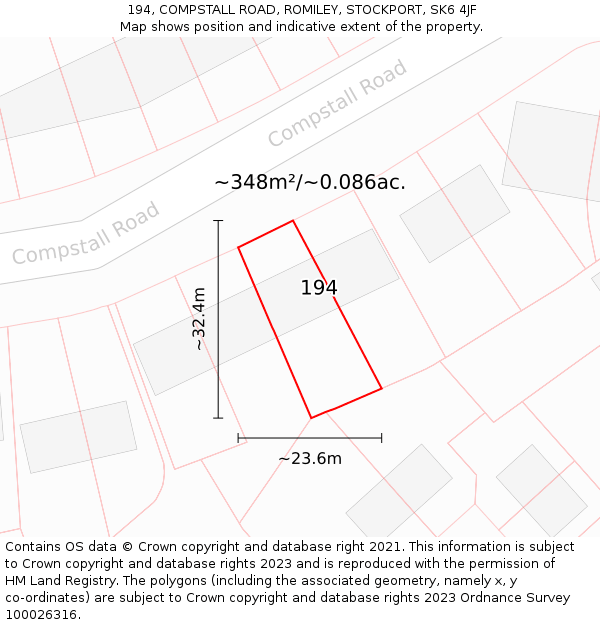 194, COMPSTALL ROAD, ROMILEY, STOCKPORT, SK6 4JF: Plot and title map