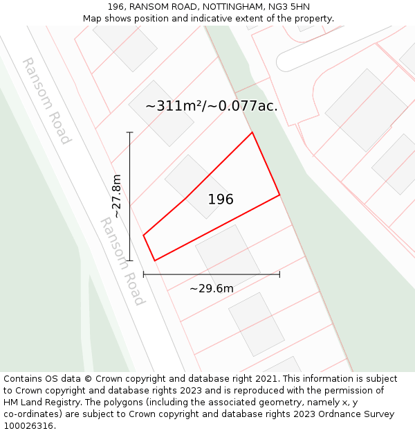 196, RANSOM ROAD, NOTTINGHAM, NG3 5HN: Plot and title map