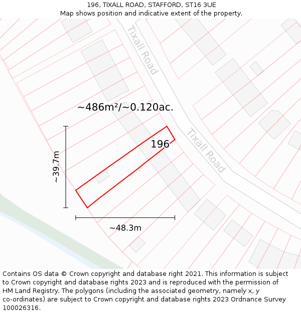 196, TIXALL ROAD, STAFFORD, ST16 3UE: Plot and title map