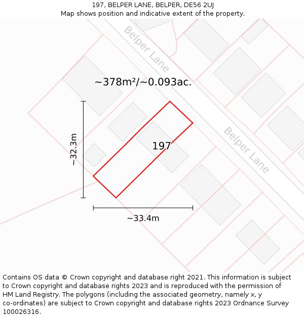 197, BELPER LANE, BELPER, DE56 2UJ: Plot and title map