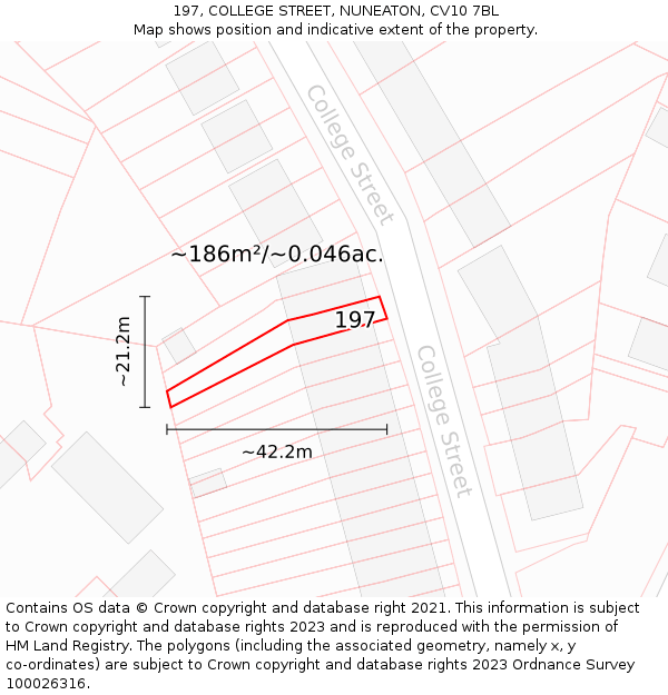 197, COLLEGE STREET, NUNEATON, CV10 7BL: Plot and title map